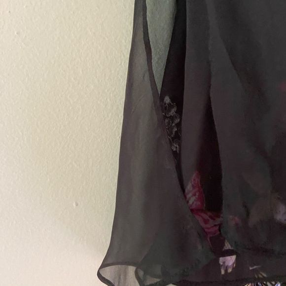 Black Silk Blouse with Colourful Butterfly Print - Picture 5 of 11